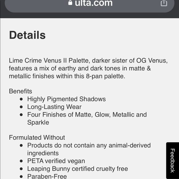 Lime Crime Venus II Eyeshadow Palette - Brand New - Picture 6 of 7